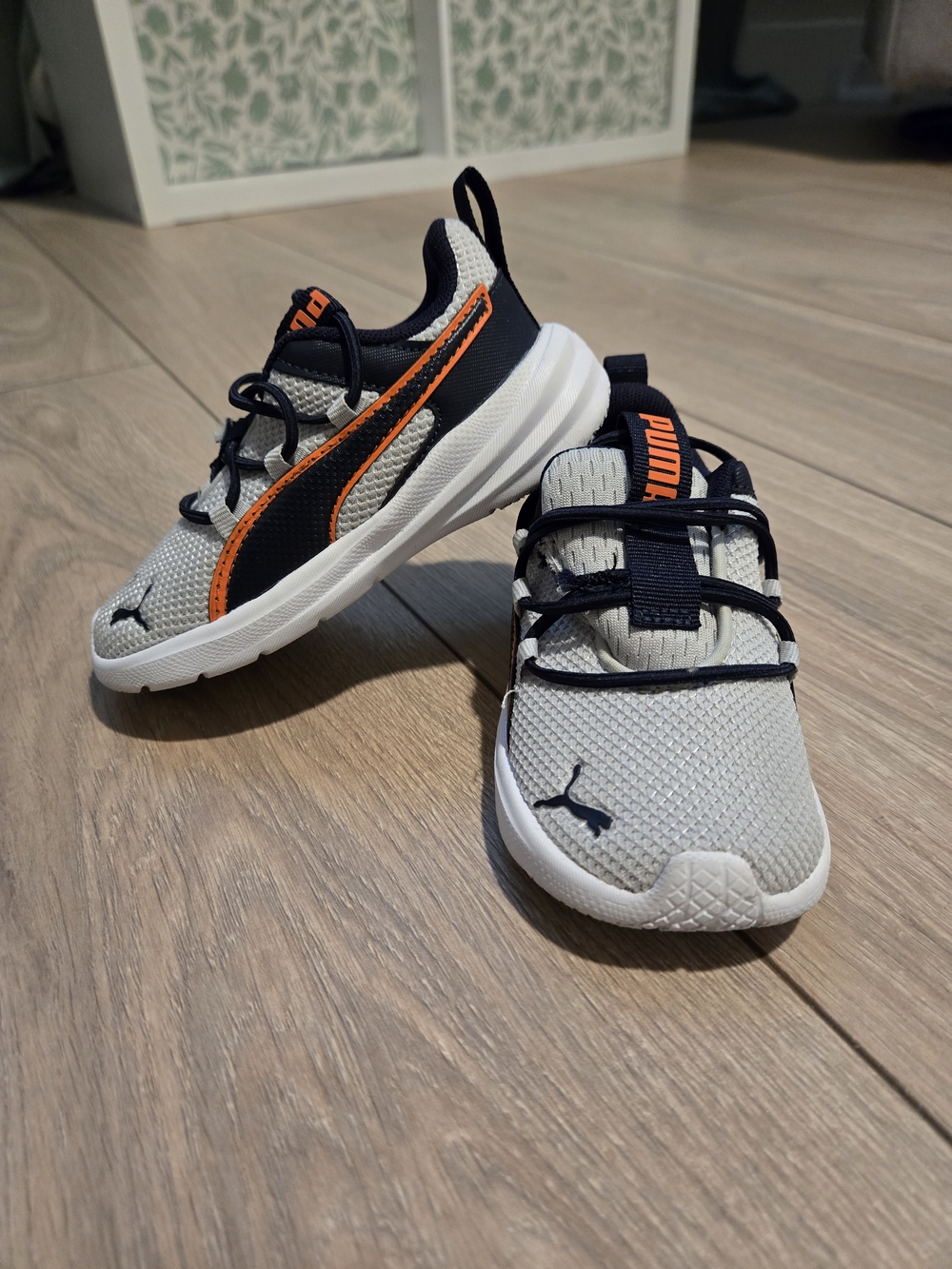 Puma Kids Gray Black and Orange Athletic Sneakers